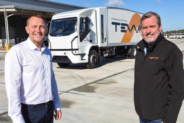 Neil Endley (left), TRIGO Advanced Services’ Global Director and Chair of the organisations’ eMobility Strategic Global Development Steering Group with Peter Domeney, Chief Operating Officer for Tevva (right).