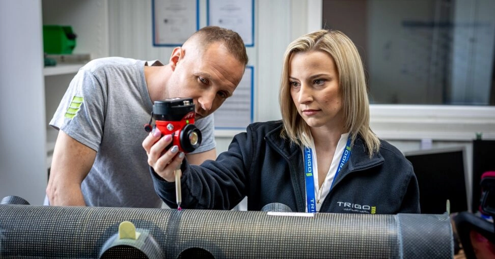 TRIGO Hungarian quality experts mesuring a tube